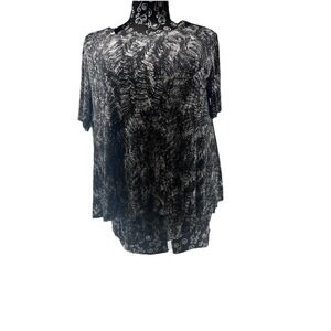 Chico's EASYWEAR Tunic Top‎ Abstract Print Slinky Short Sleeve Blouse Size 2